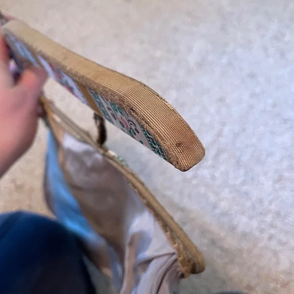 Vintage French (?) clothes hanger with pocket floral stripe - Picture 7 of 11